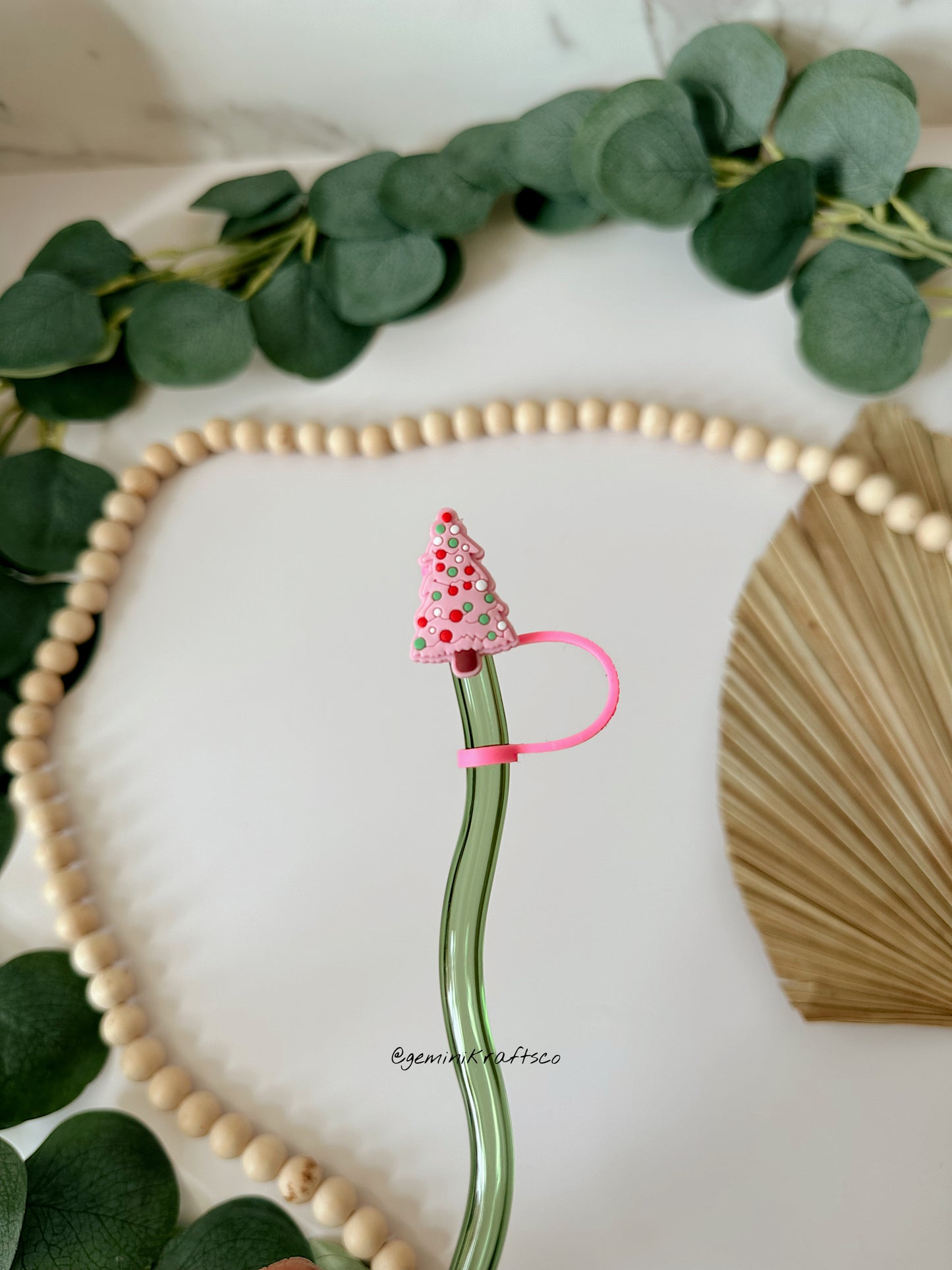 Pink Tree Straw Topper