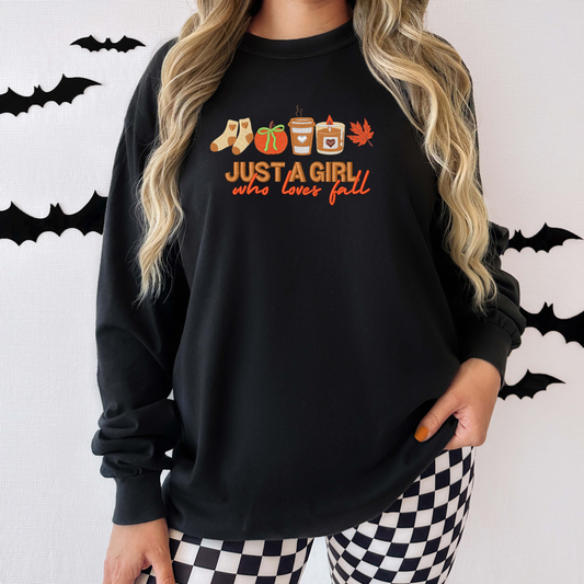 Fall Girl Embroidered Sweater