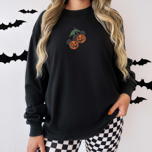 Pumpkin Mouse Ears Embroidered Crew
