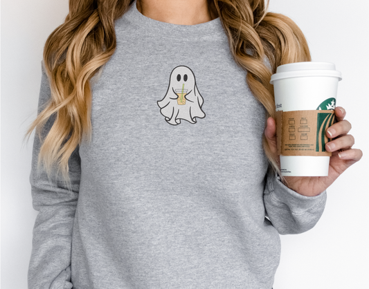 Caffeine embroidered Ghostie Crew