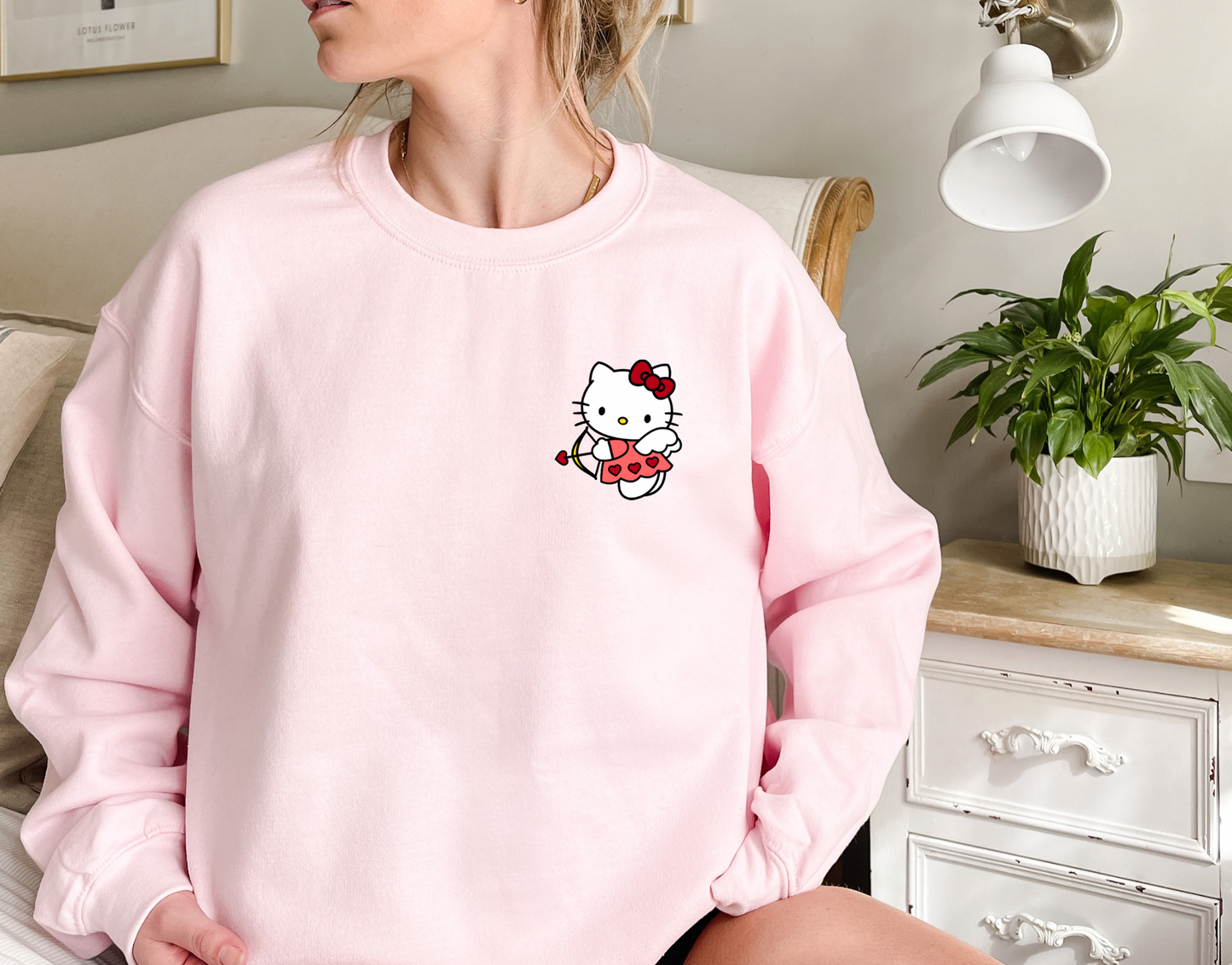 Cupid Hello Cat Crewneck