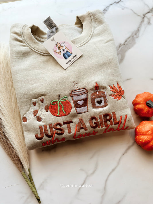 Fall Girl Embroidered Sweater