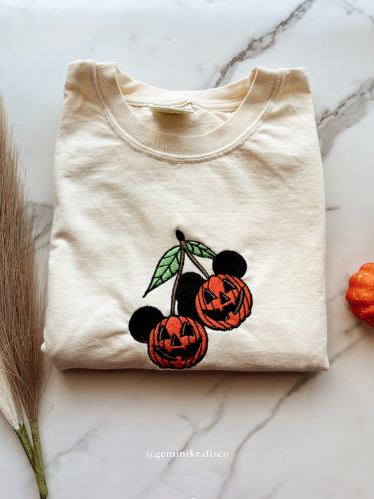Pumpkin Mouse Ears Embroidered Crew